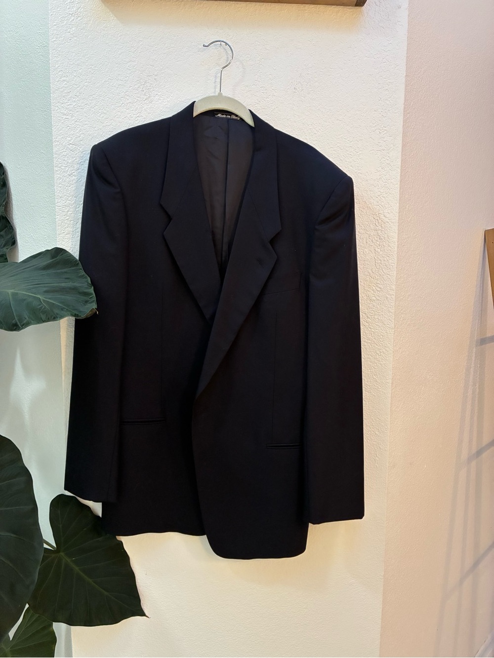 Giorgio Armani Black Mens Two-Button 100% Virgin Wool Blazer Trim Fit Classic